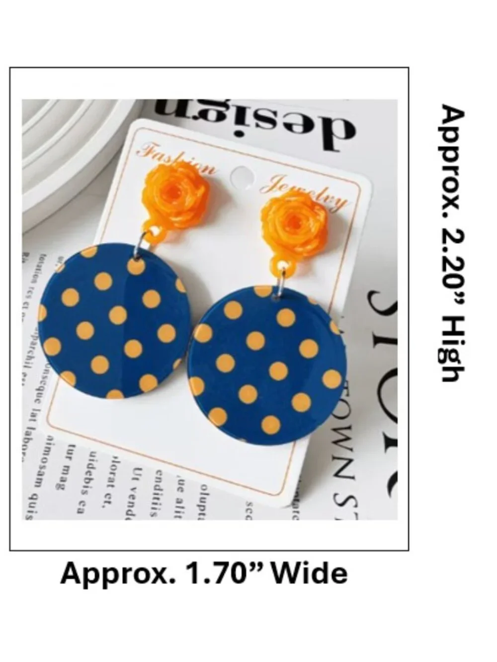 Orange & Blue Polka Dot Statement Dangle Earrings (NEW & BEAUTIFUL!)